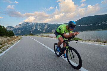 Poster - triathlon athlete riding bike