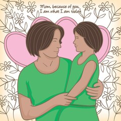 Canvas Print - Happy mothers day with daughter concept.