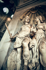 Wien, Austria - The allegoric statue symbolizes the Maria Theresa’s motto ‘Virtute et exemplo’, in Hoburg palace