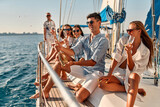 Fototapeta Zwierzęta - Friends on yacht