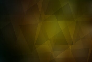 Dark Green, Yellow vector gradient triangles template.