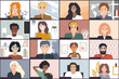 © Toltemara - Online students lesson or meeting. Coronavirus quarantine distance education concept. Stay at home vector illustration. Studying pupils or students. Laptop screenshot, Conference video call