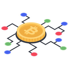 Wall Mural - bitcoin contract, isometric vector design