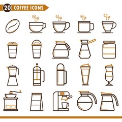 Wall Mural - coffee icons set