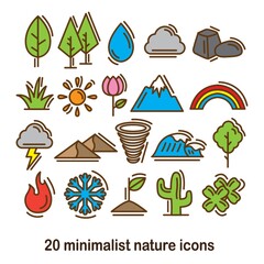 Sticker - set of nature icons