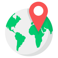 Wall Mural - 
Location pin on globe, vector design of local seo in modern flat style 
