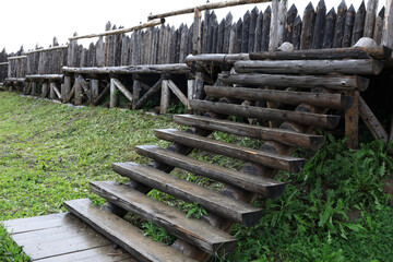 Wall Mural - Wooden stairs of viking village