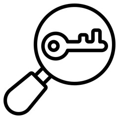 Canvas Print - 
Key under magnifying glass, keyword research tool icon
