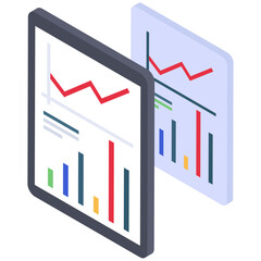 Sticker - 
Business analytics isometric icon vector 
