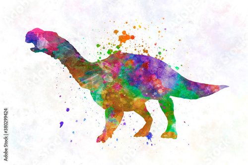 Fotografering muttaburrasaurus Dinosaur in watercolor