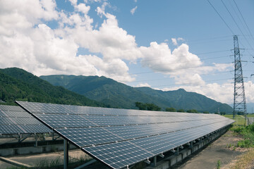 Power plant using renewable solar energy with sun
green energy concept.