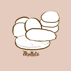 Wall Mural - Hand-drawn Mollete bread illustration