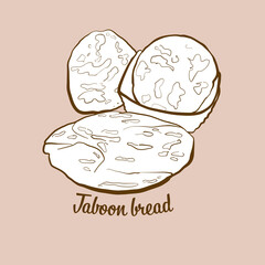 Wall Mural - Hand-drawn Taboon bread bread illustration