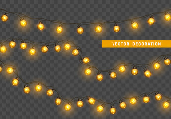 Wall Mural - christmas lights. design element, decorations new year glowing light. decorative xmas realistic obje