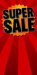 Super Sale poster, banner on red background. Vector illustration.