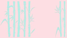 Funny Colourful Background Green Cyan And Pink Bamboo Forest. Motion Graphics, Hand Drawn. Copy Space. Seamless Loop. 