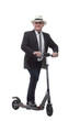© ASDF - in full growth. cheerful business man on an electric scooter