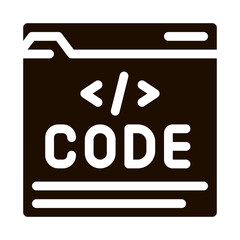 Sticker - Code File Computer System Vector Icon. Coding System, Data Encryption Pictogram. Web Development, Programming Languages, Bug Fix, HTML, Script Contour Illustration