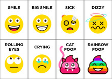 Emoticons Set Icons With Differents Reactions Vector, Color Icon Set On White Background