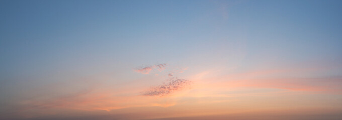 panorama sky in pastel colors in the sunset