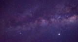 Fototapeta Na sufit - amazing Panorama blue night sky milky way and star on dark background.Universe filled with stars, nebula and galaxy with noise and grain.Photo by long exposure and select white balance.selection focus