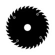 © Nanotrillion - Electric saw disc black silhouette, icon. Circular blade. Metal tool isolated on white background. Vector illustration