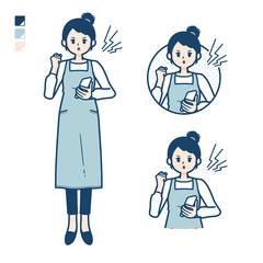 Wall Mural - simple apron woman_smartphone-anger