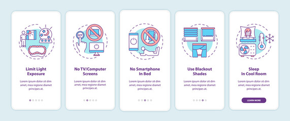 Wall Mural - good sleep recommendation onboarding mobile app page screen with concepts. better dreaming walkthrou