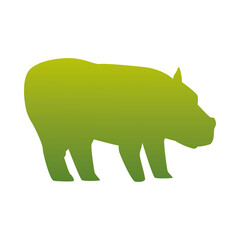 Sticker - wild hippopotamus animal green silhouette icon