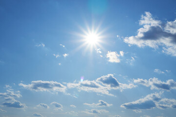 Wall Mural - sky, sun and clouds as background during the day, bright and beautiful