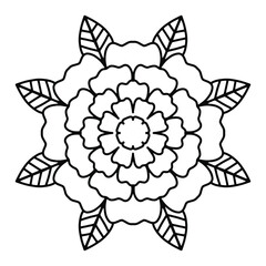 vector flower mandala, henna drawing, print for clothing, textiles, notebooks, tattoos, anti-stress coloring. isolated on a white background.