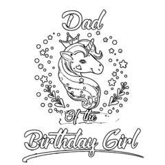 dad of the unicorn birthday girl funny shirts gifts mens premium unicorn design Coloring book animals vector illustration