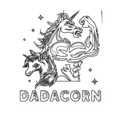 dadacorn unicorn design muscle unicorn dad baby fathers tote bag Coloring book animals vector illustration