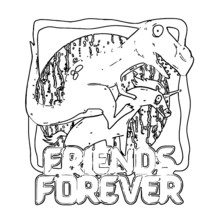 Friends Forever Gift Dinosaur Unicorn Funny Weird Unisex Two Tone Coloring Book Animals Vector Illustration