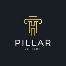 Pillar Logo Vector Luxury Simple Design With Golden Color