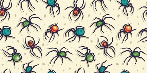 Wall Mural - Colored pattern with spider for halloween party