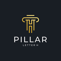 Wall Mural - pillar logo vector luxury simple design with golden color