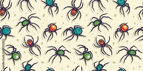 Cuadros en Lienzo Colored pattern with spider for halloween party