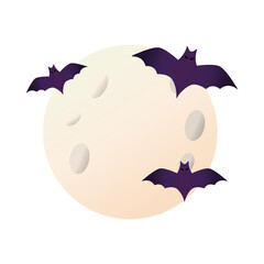 Sticker - halloween bats flying in moon