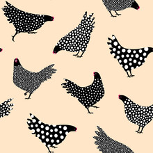 Vector Seamless Pattern Of Hens