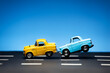© ardasavasciogullari - Blue car hits to yellow car from behind.