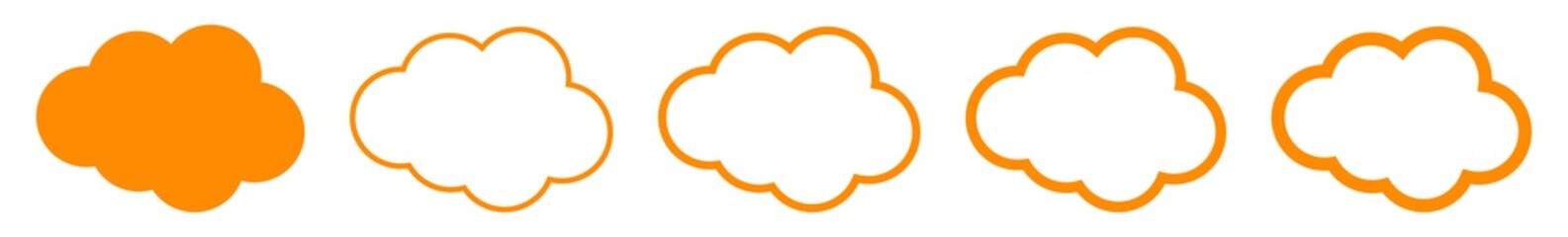 Wall Mural - cloud icon orange line | clouds illustration | weather climate symbol | computing storage logo | car