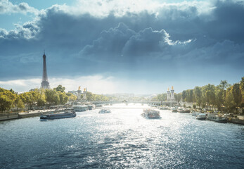 Poster - Alexander III bridge and Eiffel tower, Paris, France