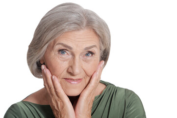 Sticker - Close up portrait of emotional senior woman posing isolated