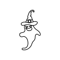 Wall Mural - halloween ghost with witch hat