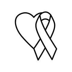 Wall Mural - heart and awareness ribbon icon, line style