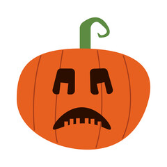 Sticker - halloween pumpkin with face flat style icon