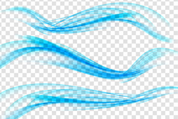 Blue Ocean Wave Set on Transparent  Background. Vector Illustration
