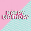 Happy birthday banner text for girl birth invite card. Vector Illustration