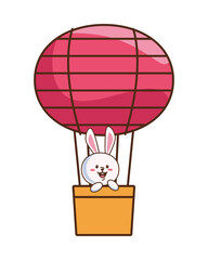 Sticker - cute mid autumn rabbit in balloon air hot character